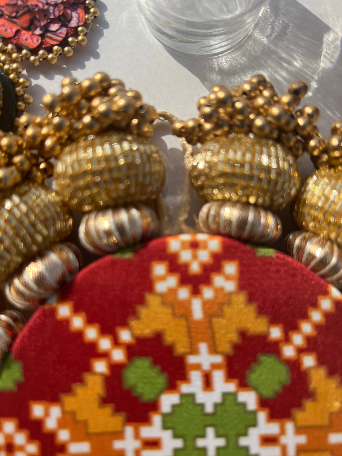 Chaandbali OM Platter: OG Inflorescence Divine Pichwai + Maroon Navratna Patola