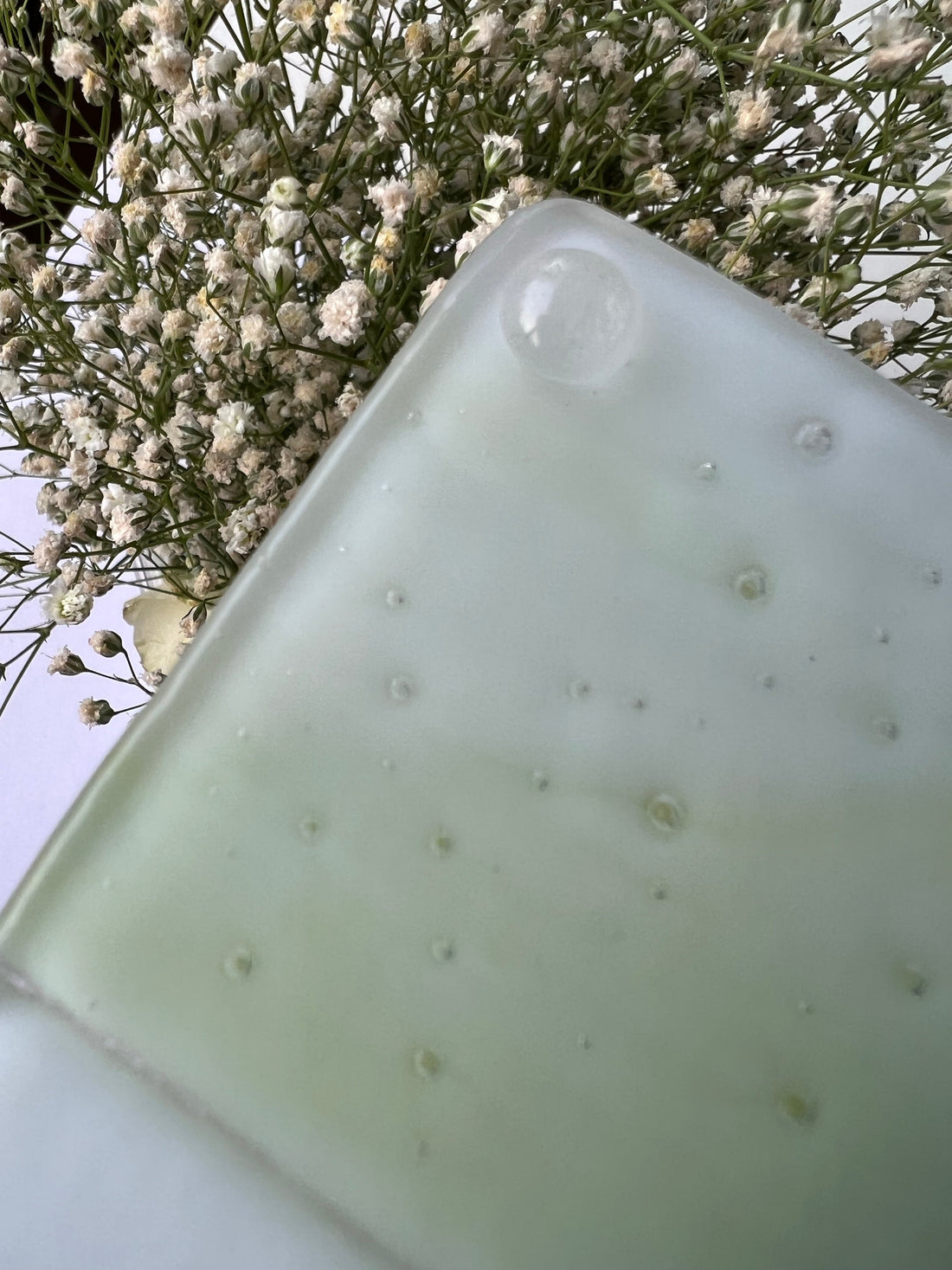 Verdure Green & Solid Milk White Fused-Glass Coasters