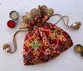 Maroon Navratna Patola Pointed Edge Potli