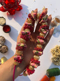Plumeria Champa Inflorescence Divine Pichwai & Solid Pink Gajra- FLOWER GARLAND FOR HAIR