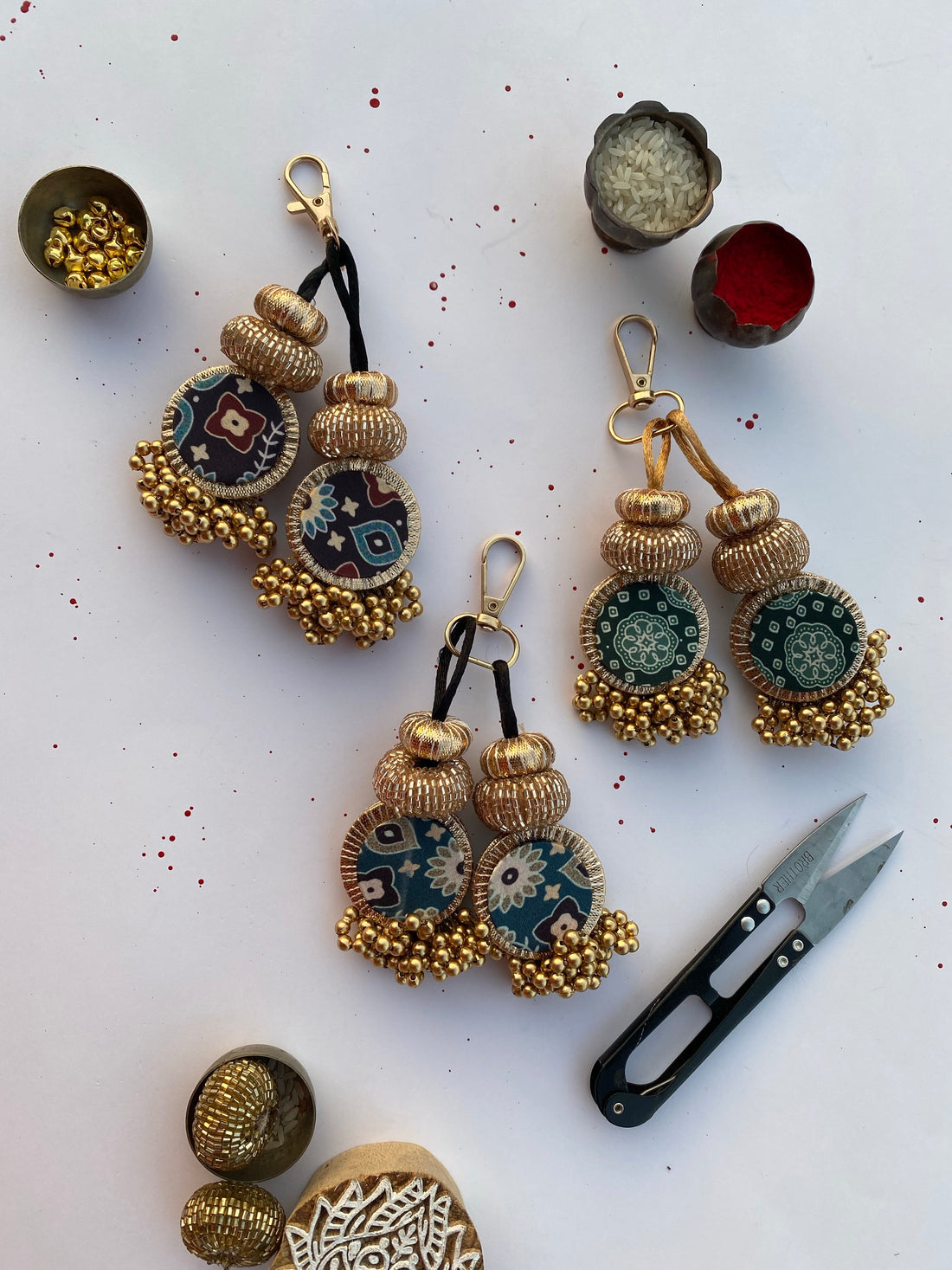 The Dark Pantone Intense Ajrakh Charms- Set of 3