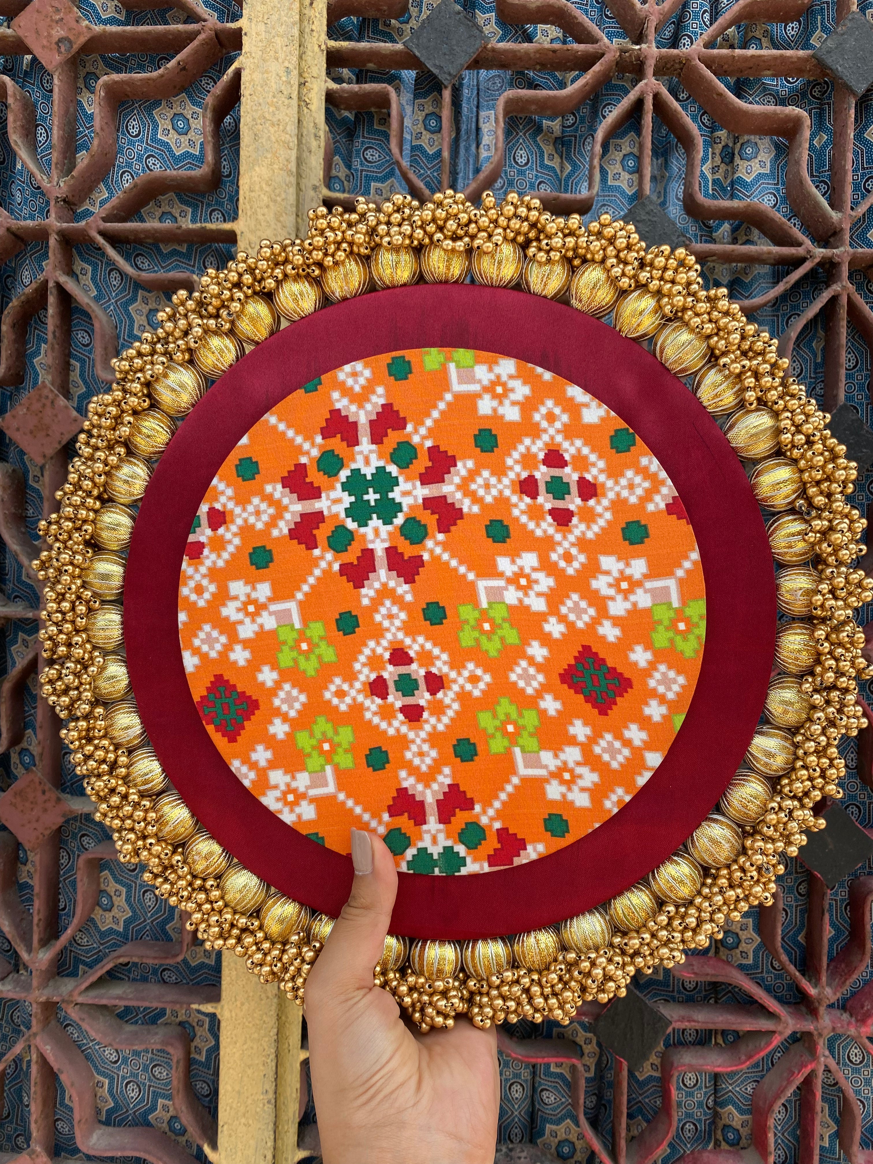 Shrinathji: Classic Pink Colloquial Divine Pichwai + Golden Yellow Navratna