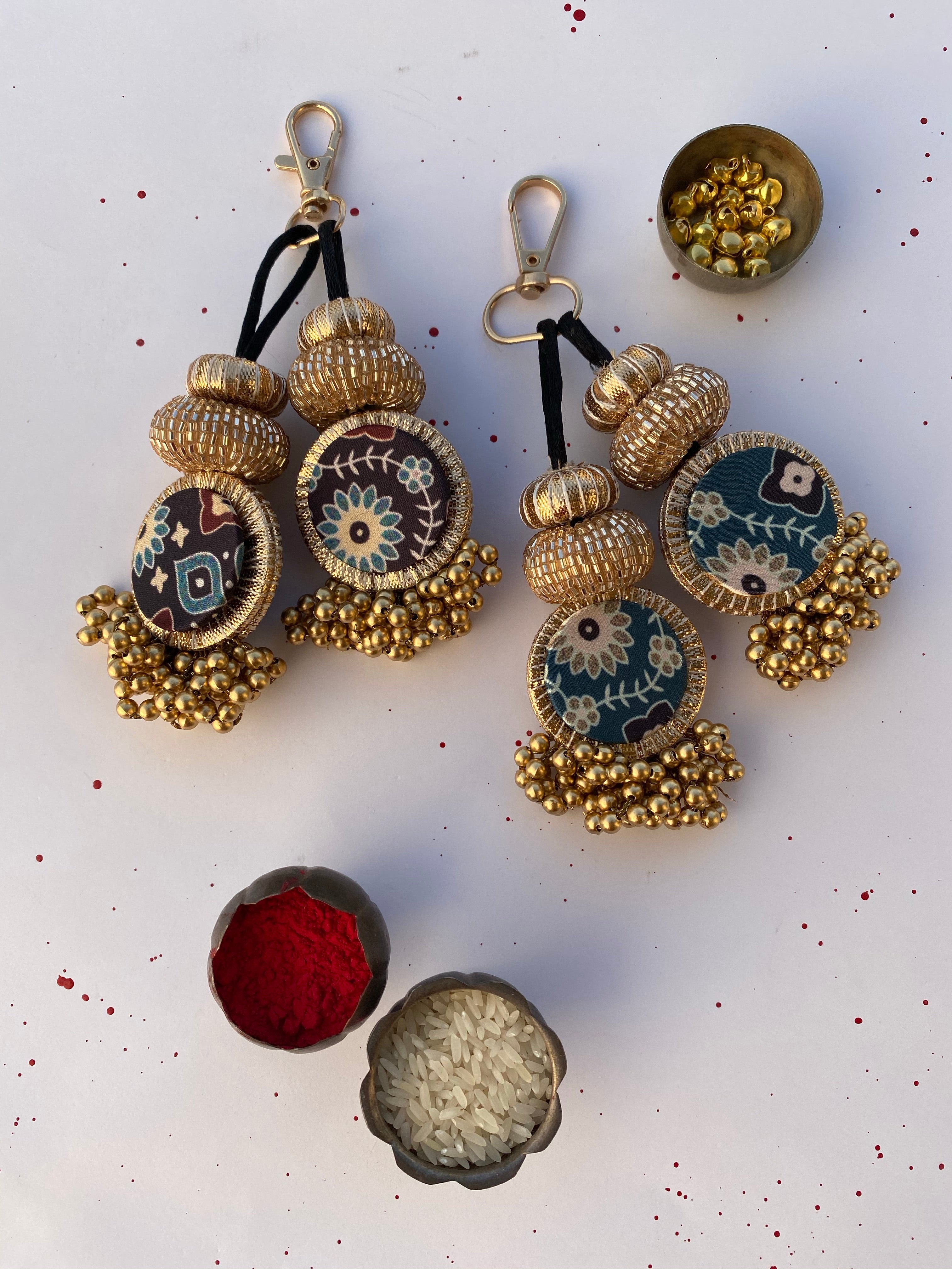 The Black & Bottle Green Sylvan Intense Ajrakh Charms