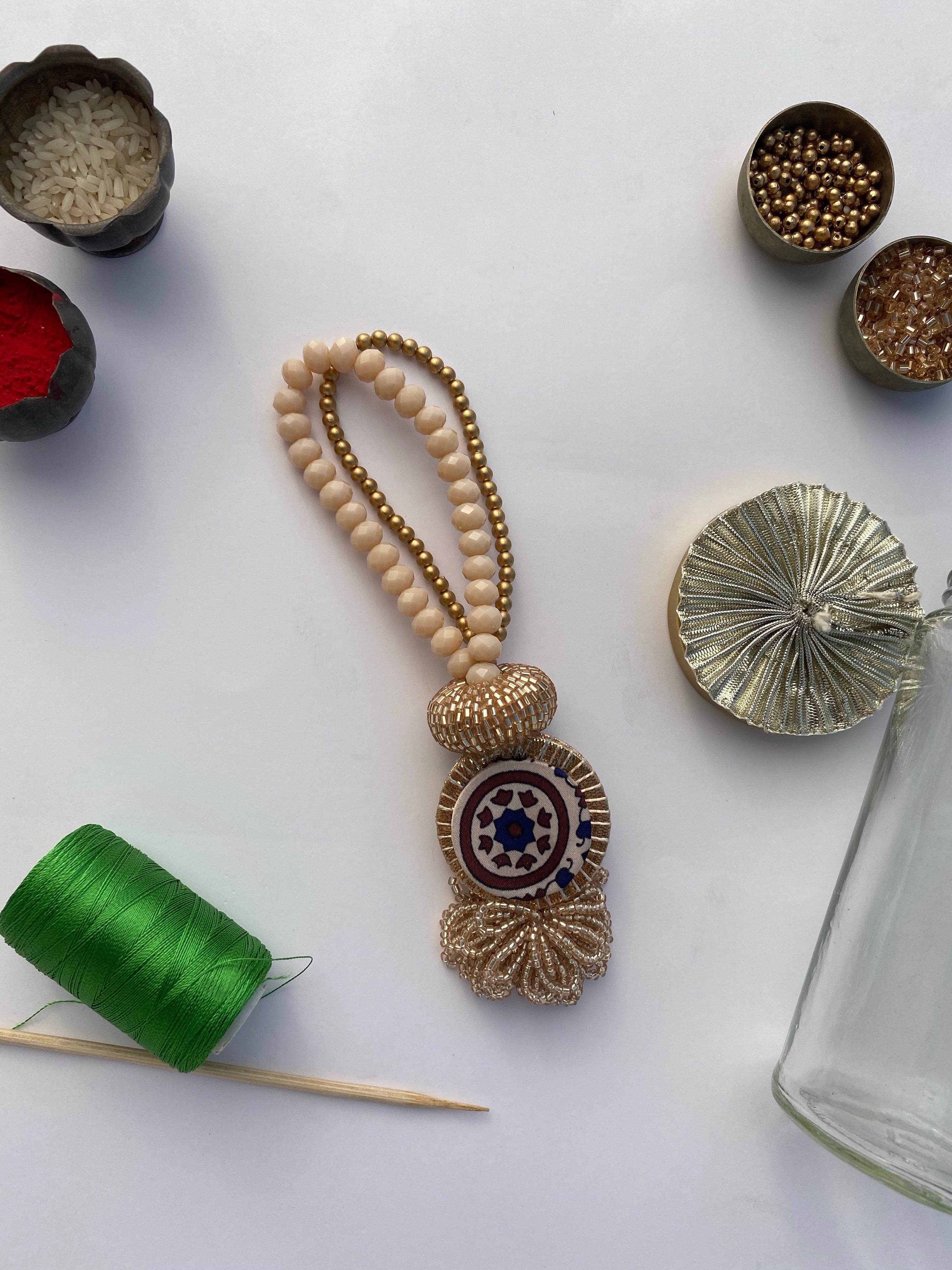 Royal Jaal Intense Ajrakh Double Strand X Glass Rhapsody