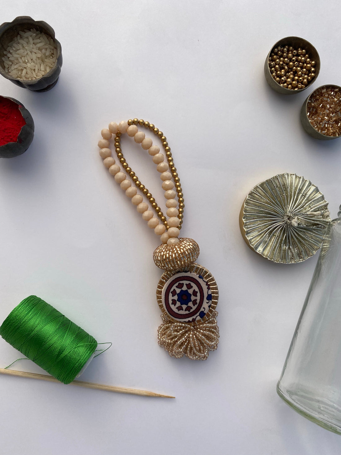 Royal Jaal Intense Ajrakh Double Strand X Glass Rhapsody