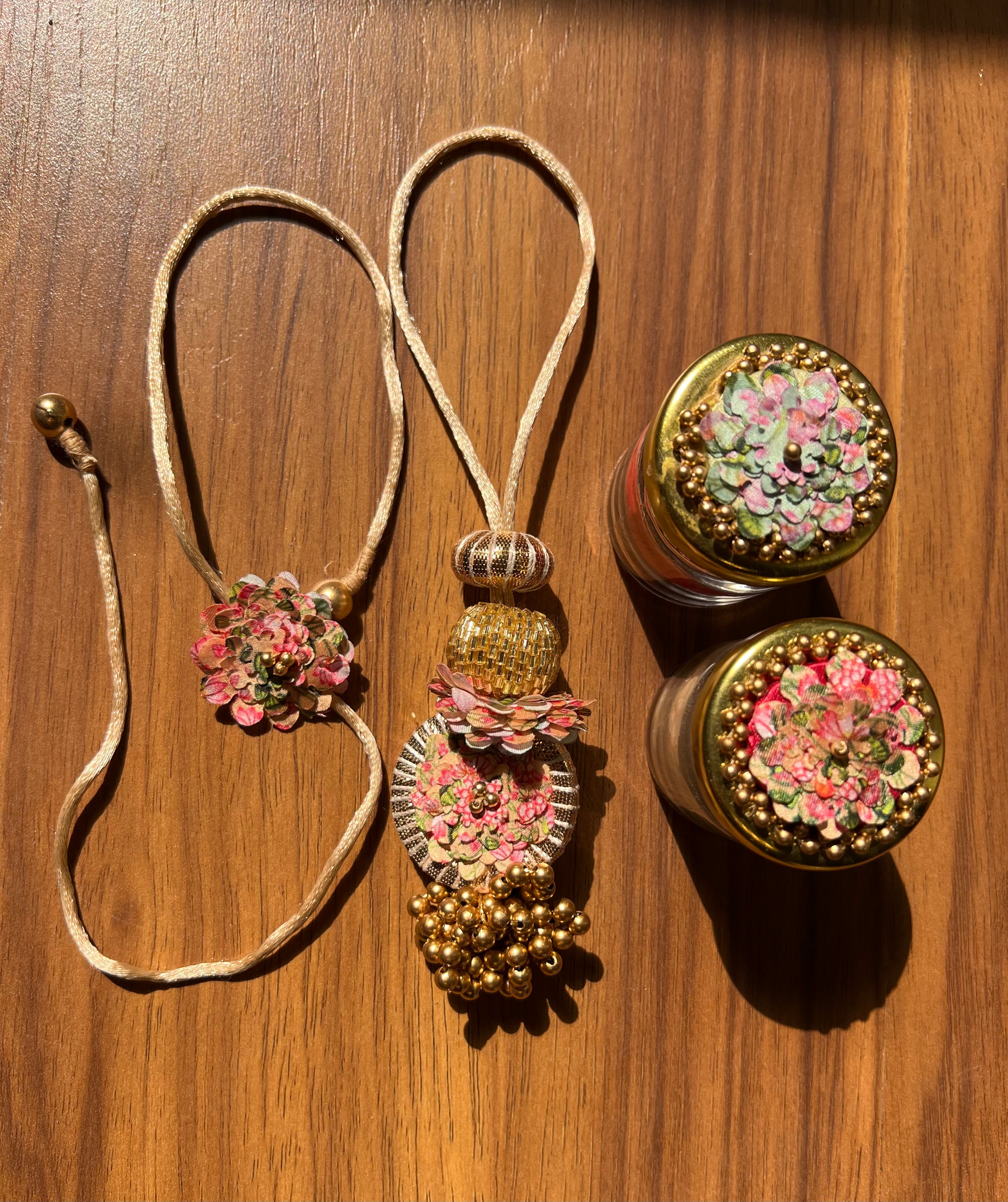 Pastel Pistachio & OG Inflorescence Divine Pichwai Rakhi Combo : III