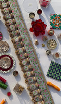 SLEEK: Green Solid Silk & Pastel Pistachio Inflorescence Divine Pichwai Signature Toran (SOLID)