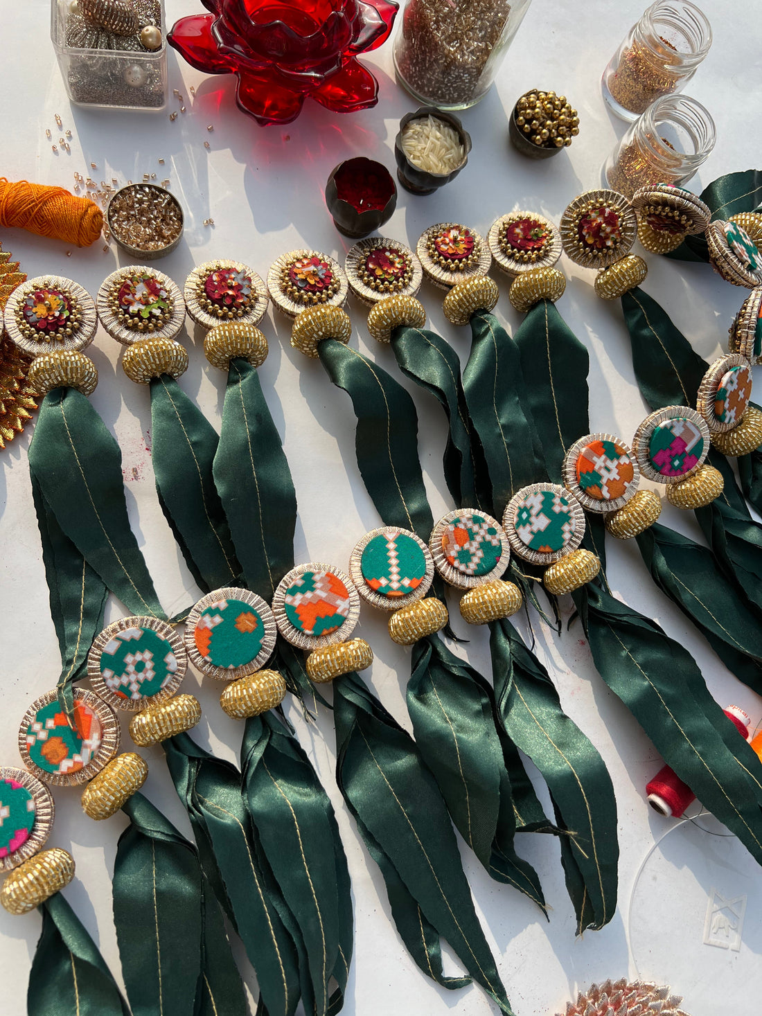 TWO WAY: Enchanted Maroon & Bottle Green Navratna Patola  Asopalav Toran (FLEXIBLE)