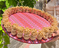 Vermillion Congruous Divine Pichwai + Solid Maroon Dangler Platter (Large)