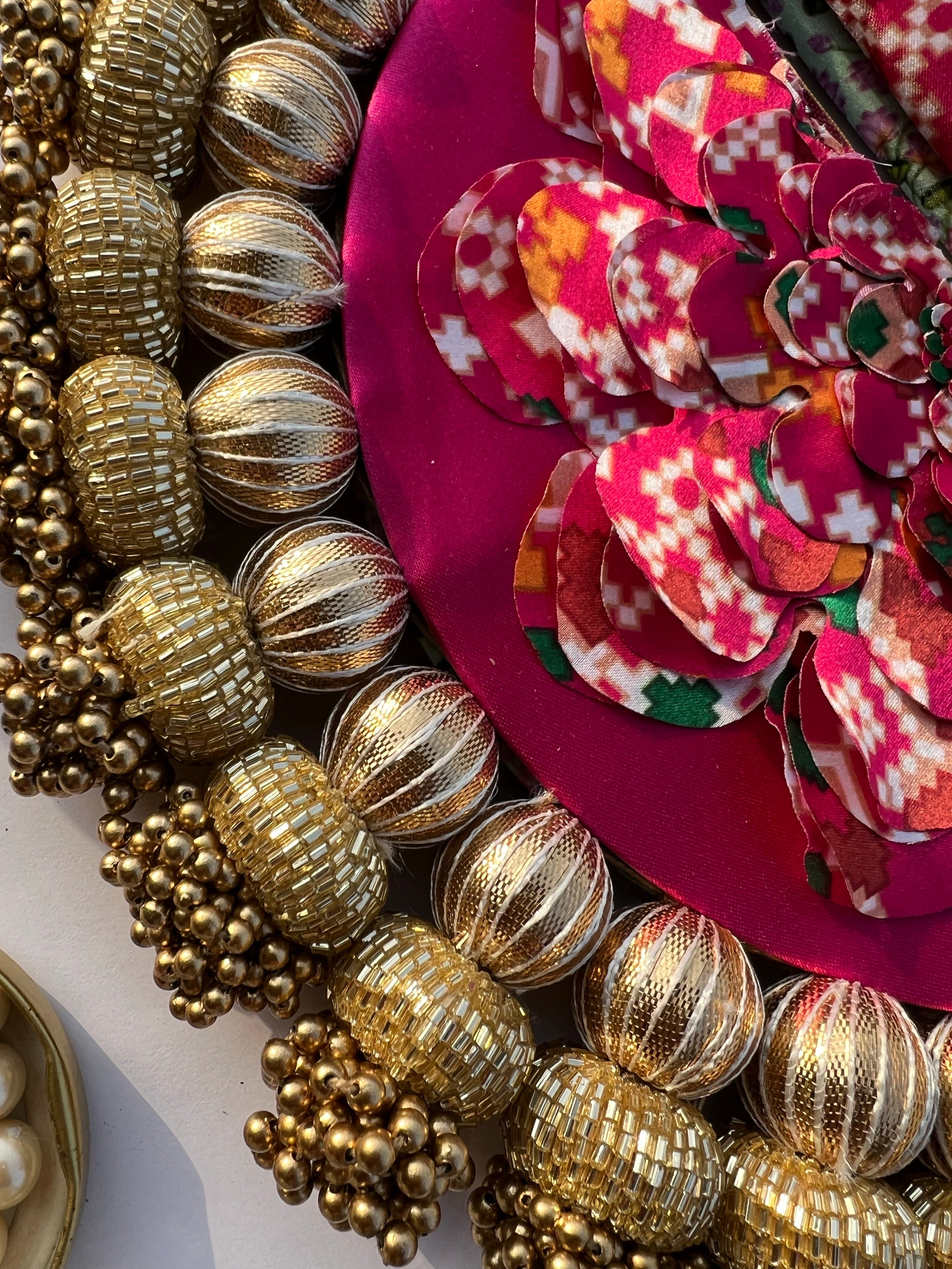 The Enchanted Chandbali: Pink Navratna Patola & Pastel Pistachio Inflorescence Divine Pichwai Two Way Toran