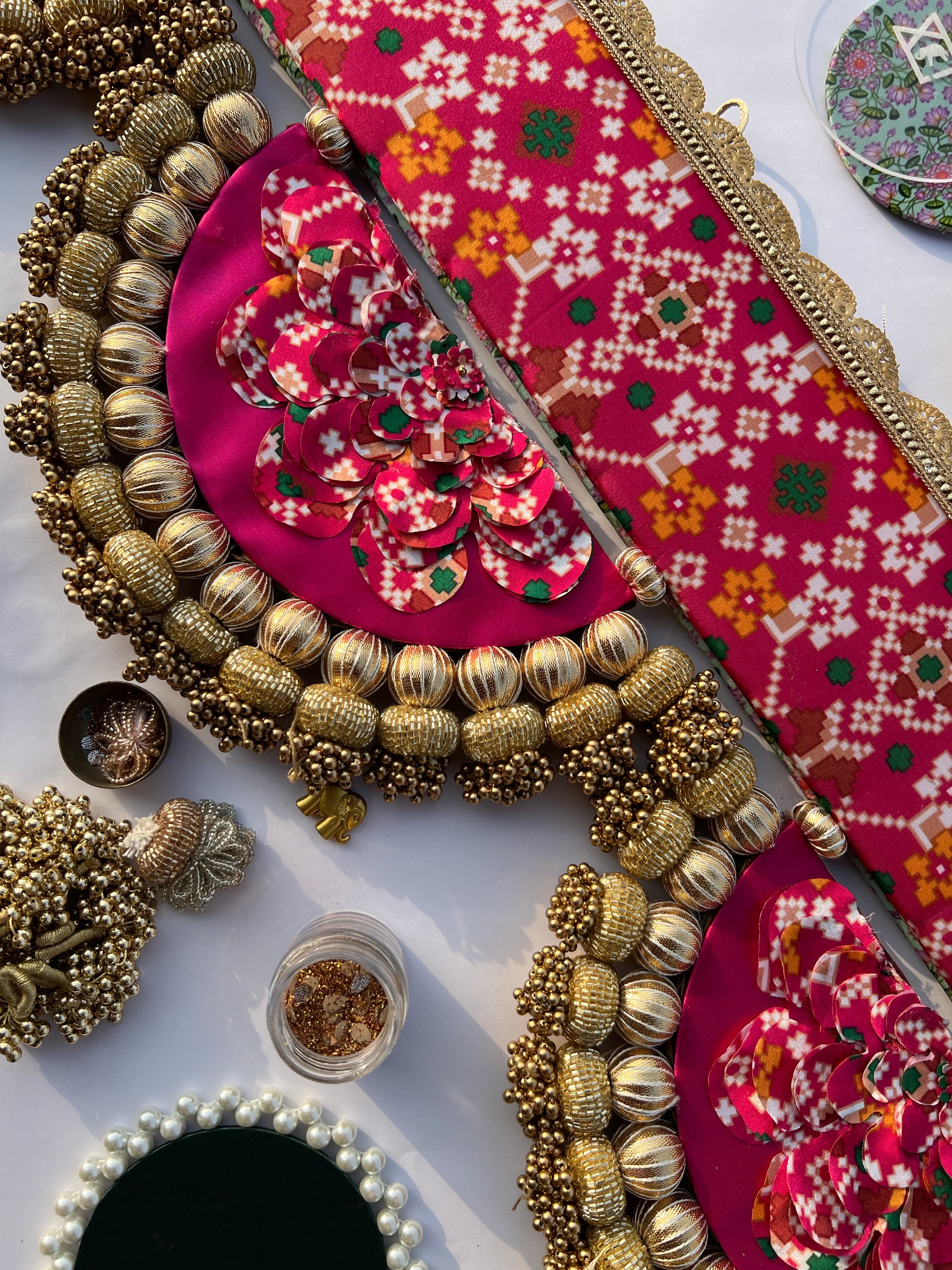 The Enchanted Chandbali: Pink Navratna Patola & Pastel Pistachio Inflorescence Divine Pichwai Two Way Toran