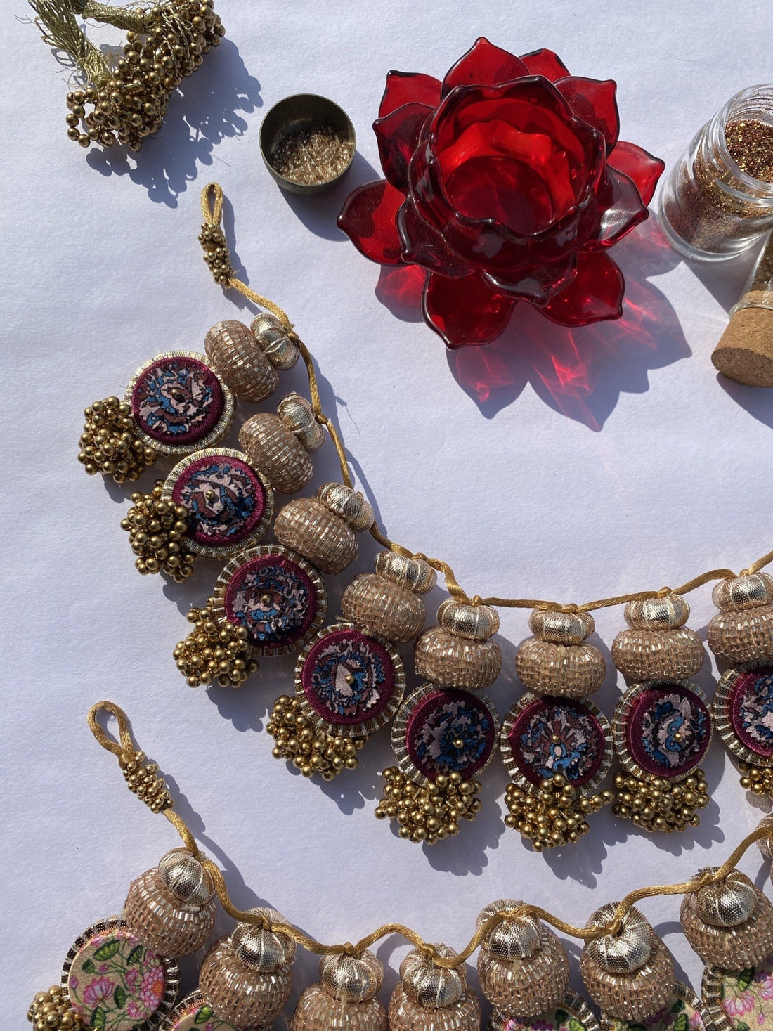 The Ready To Glam Inflorescence Divine Pichwai + Upended Confluence Intense Ajrakh Double Lumba Toran