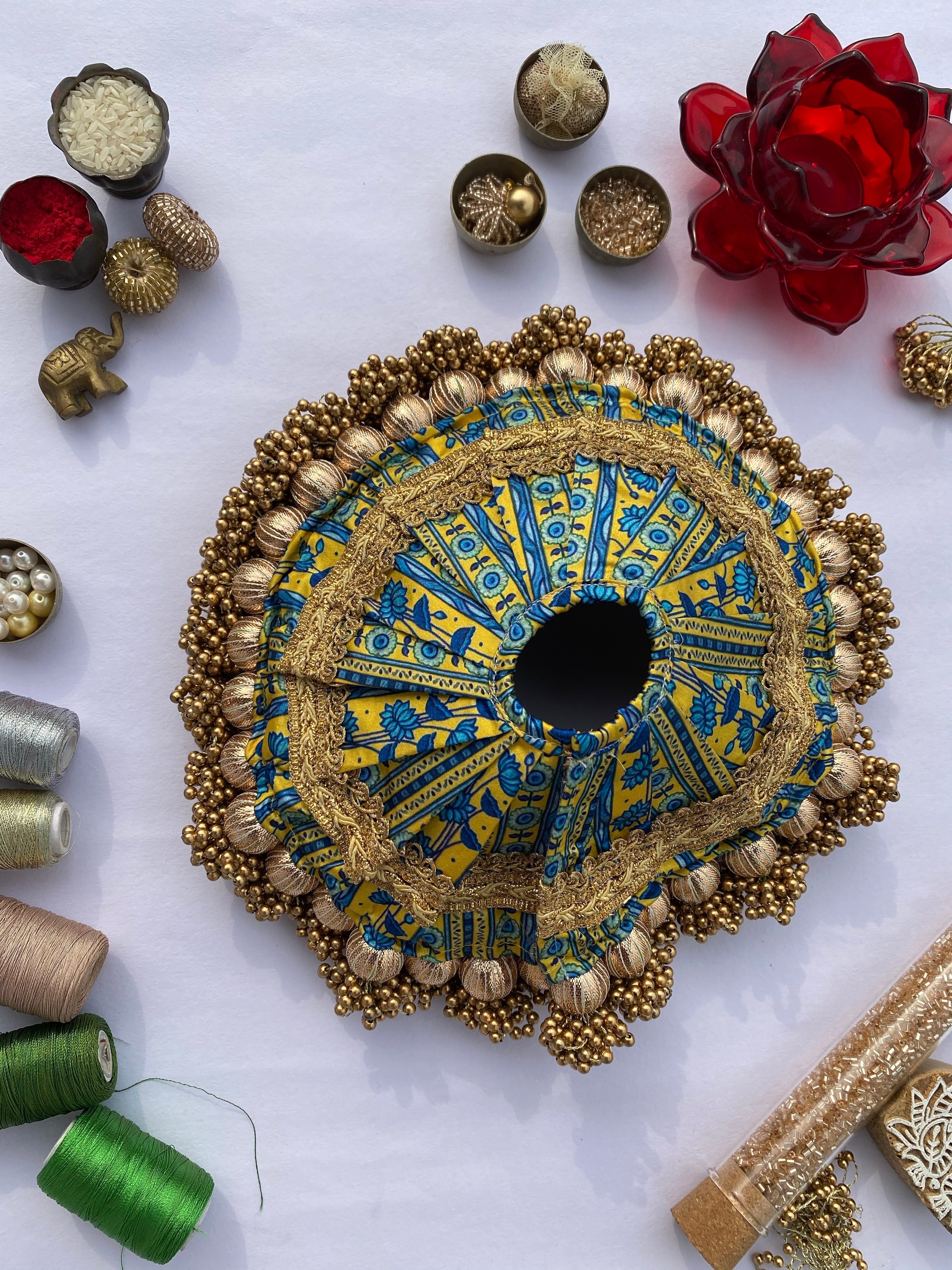 Congruous Divine Pichwai Copper Beaded Poshak