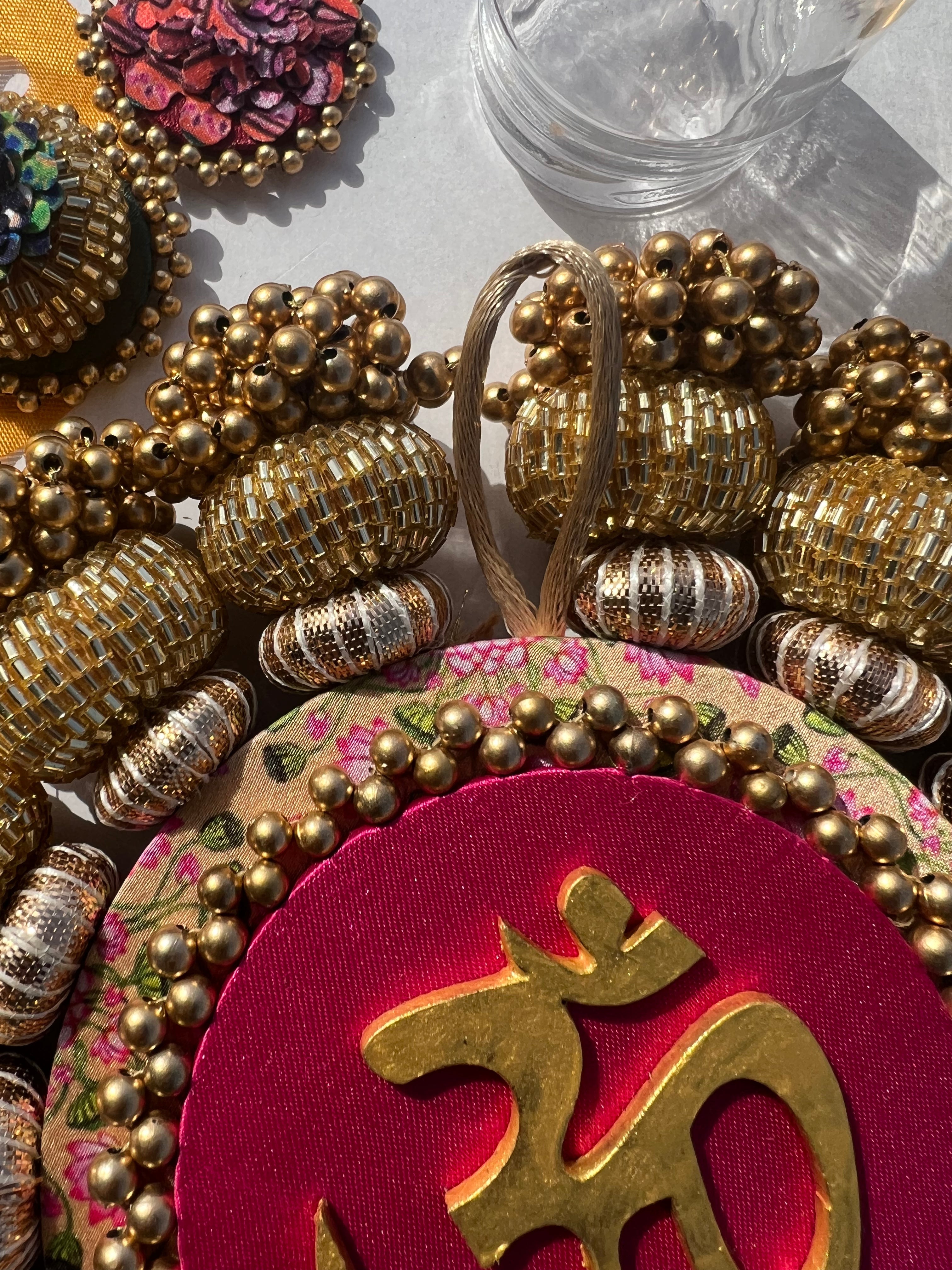 Chaandbali OM Platter: OG Inflorescence Divine Pichwai + Maroon Navratna Patola