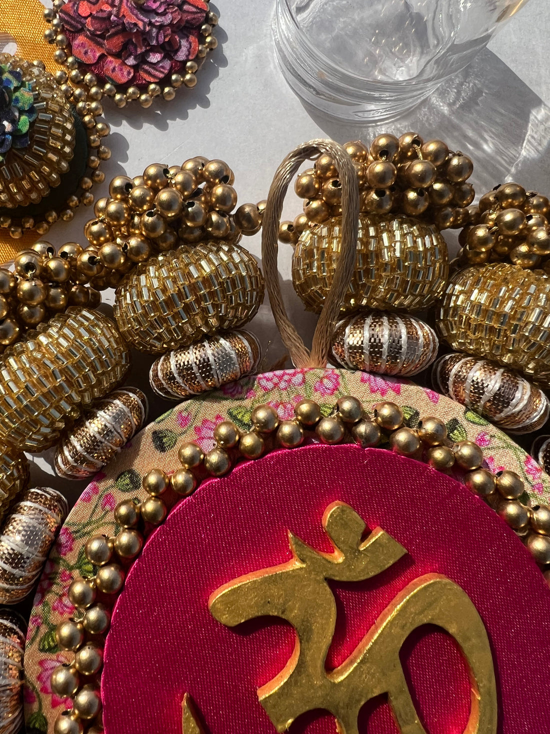 Chaandbali OM Platter: OG Inflorescence Divine Pichwai + Maroon Navratna Patola