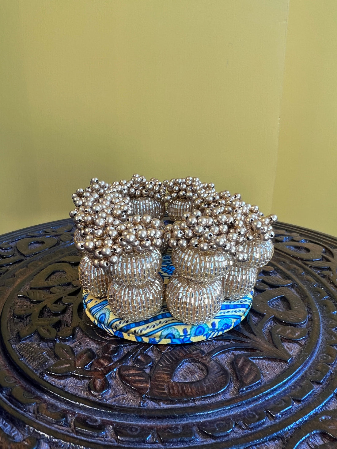 Mini Dangler Platter: Lemon Yellow Congruous Divine Pichwai (4 inches)