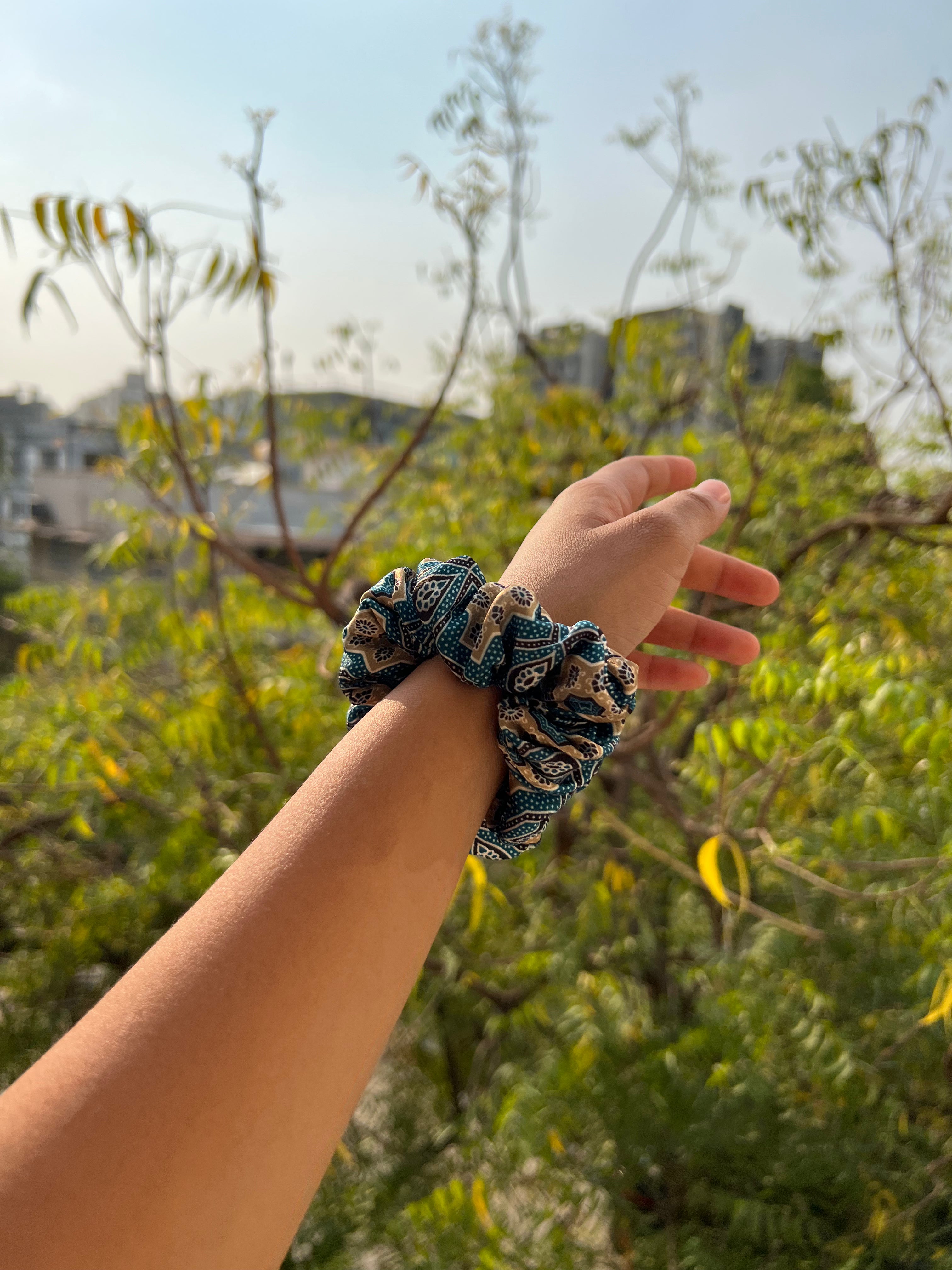 Turkish Hues Intense Ajrakh Scrunchie