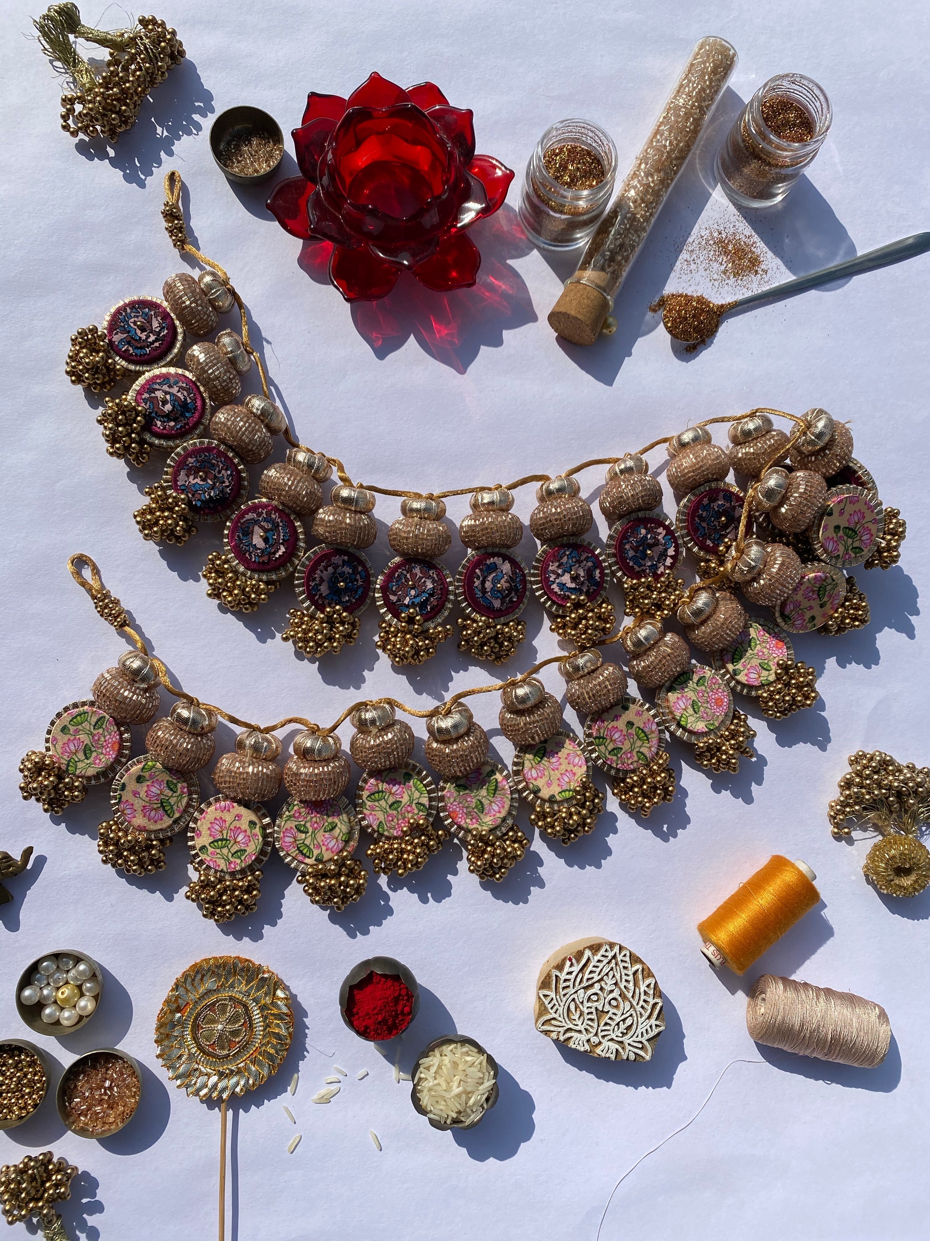 The Ready To Glam Inflorescence Divine Pichwai + Upended Confluence Intense Ajrakh Double Lumba Toran