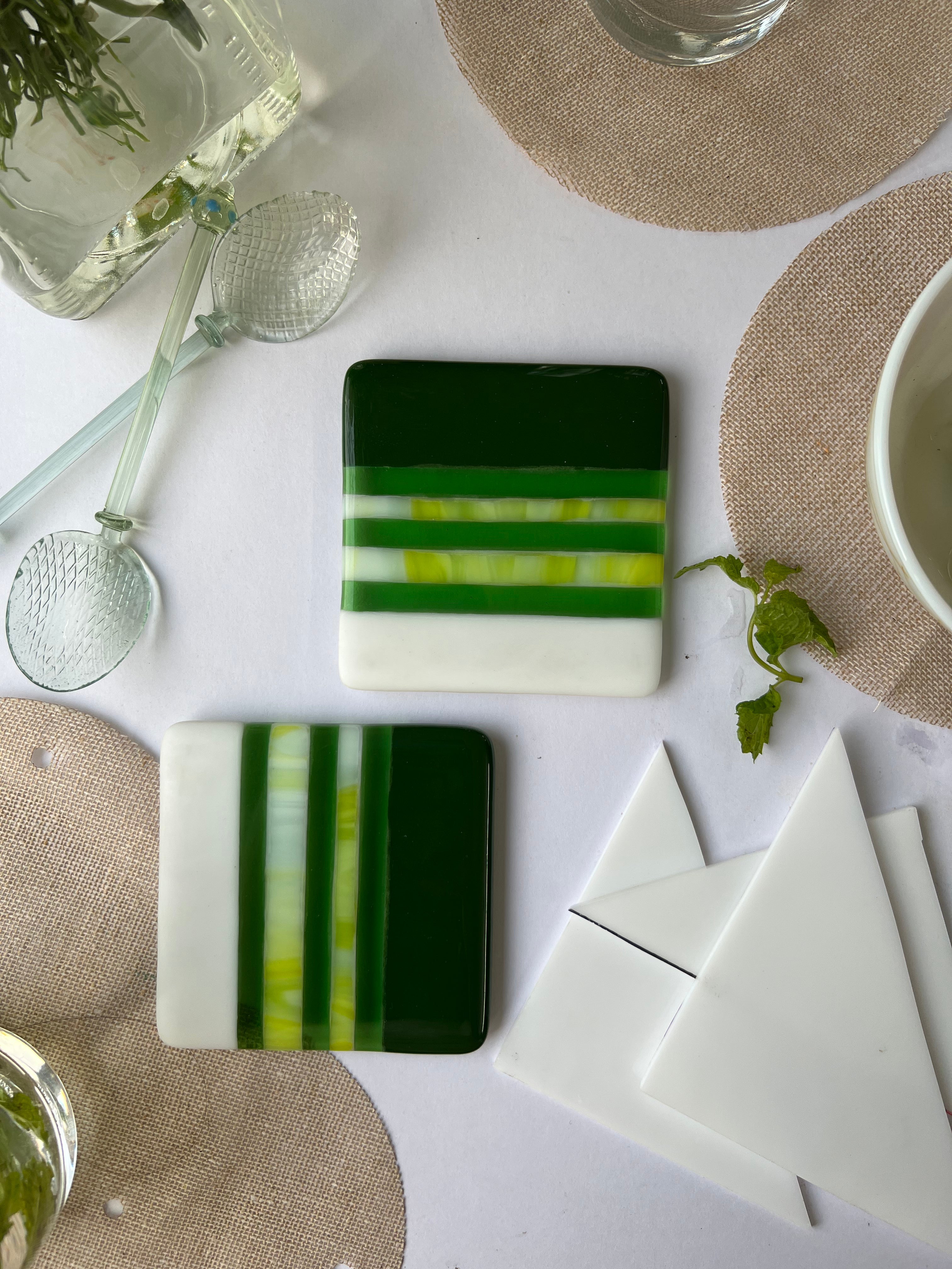 Virescently Fused Glass Coasters