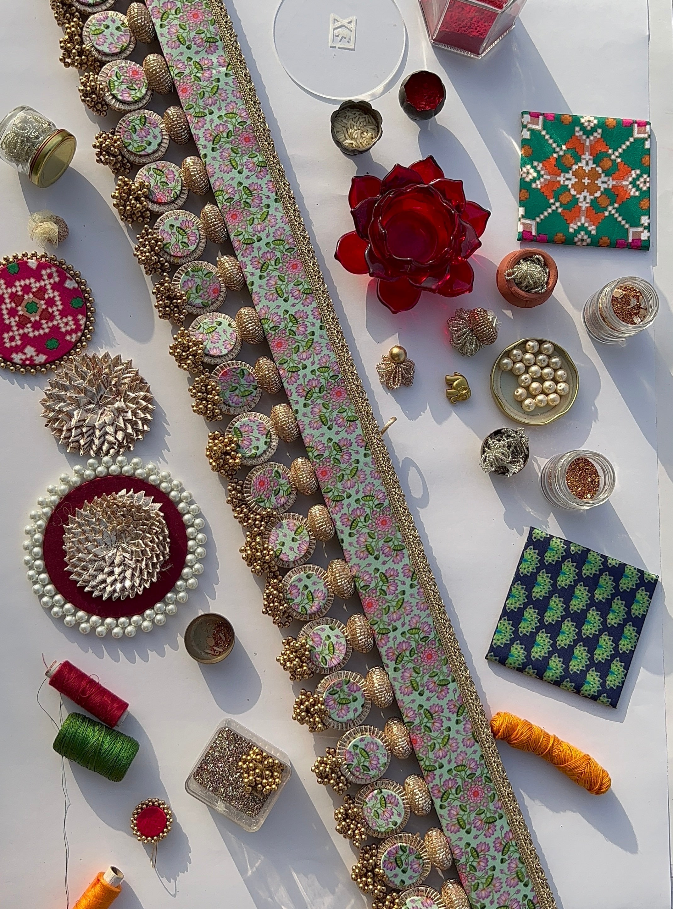 SLEEK: Green Solid Silk & Pastel Pistachio Inflorescence Divine Pichwai Signature Toran (SOLID)
