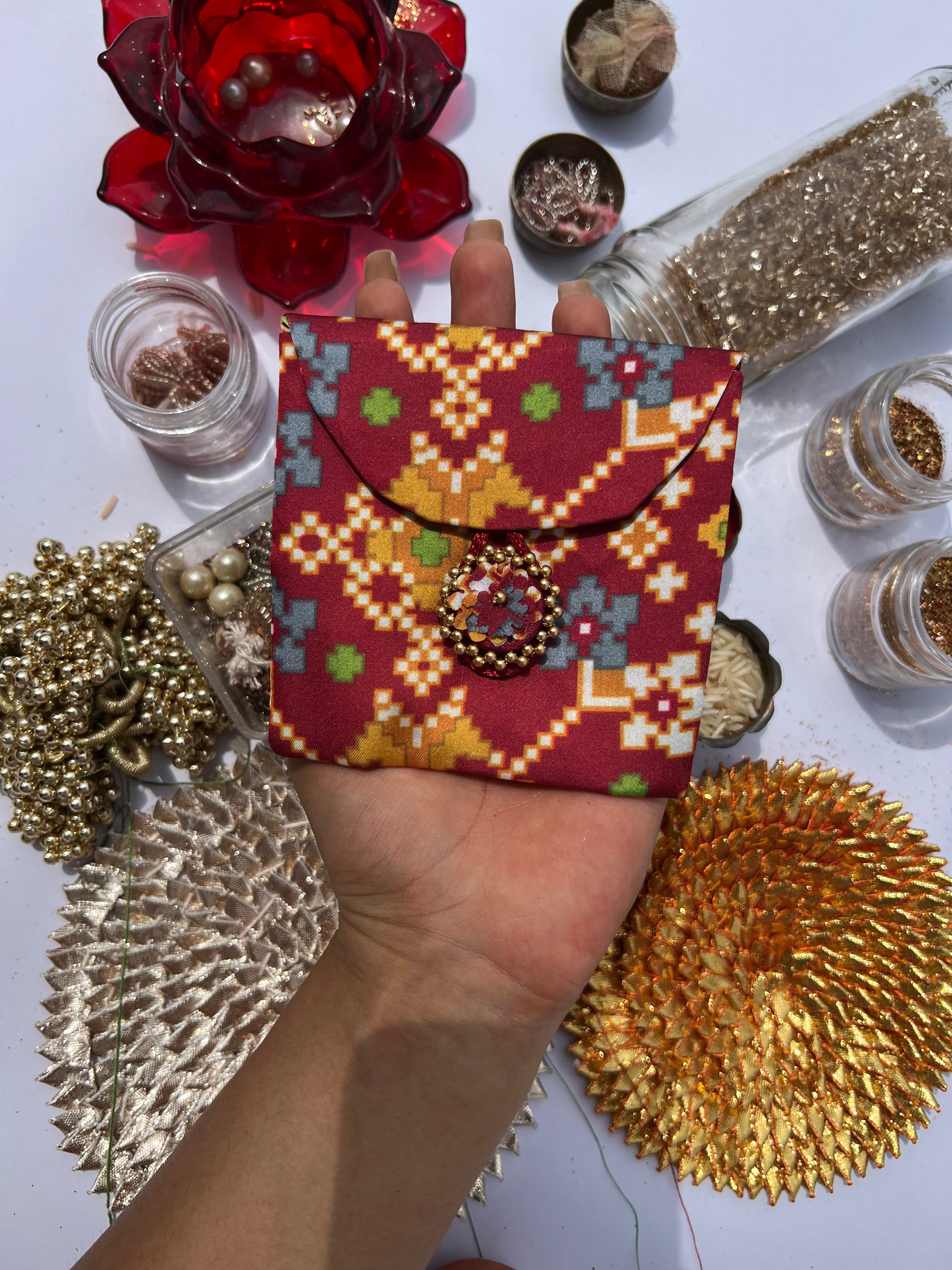 ADD ON: Maroon Navratna Patola Mini Pouch