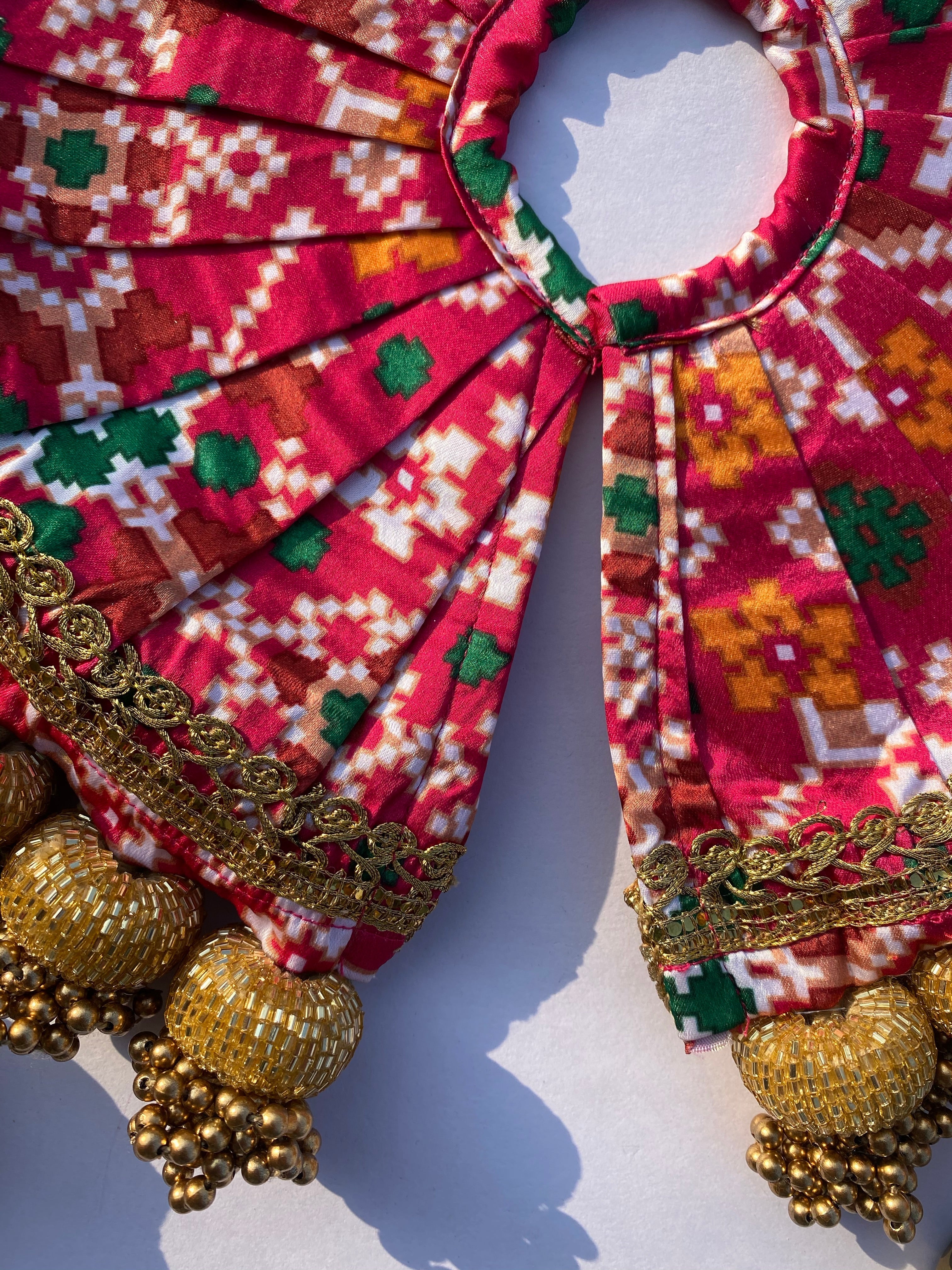 Pink Navratna Patola Glass Beaded Poshak