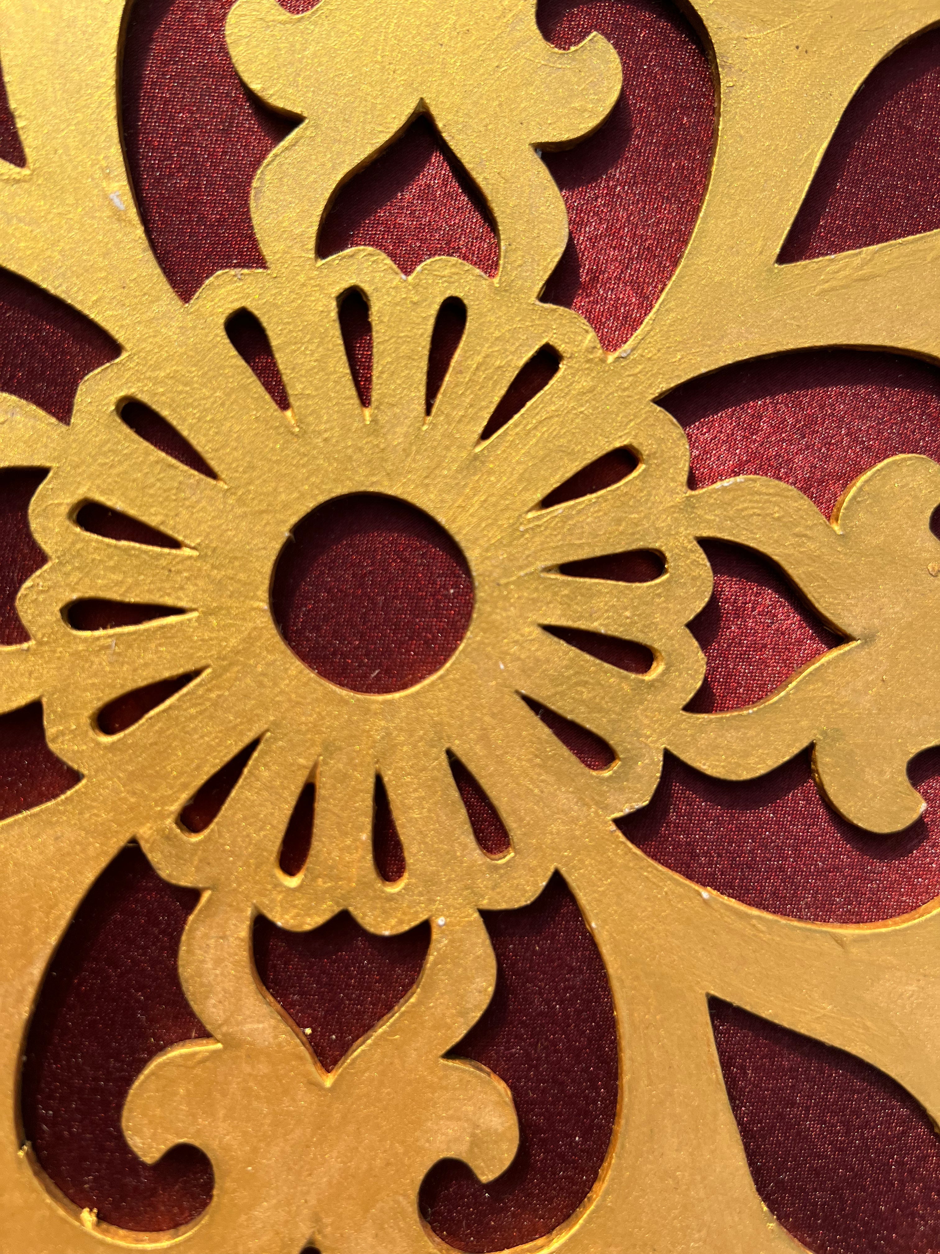 Manjari Rangoli: Solid Wine + Octagonal Ornamentation Intense Ajrakh