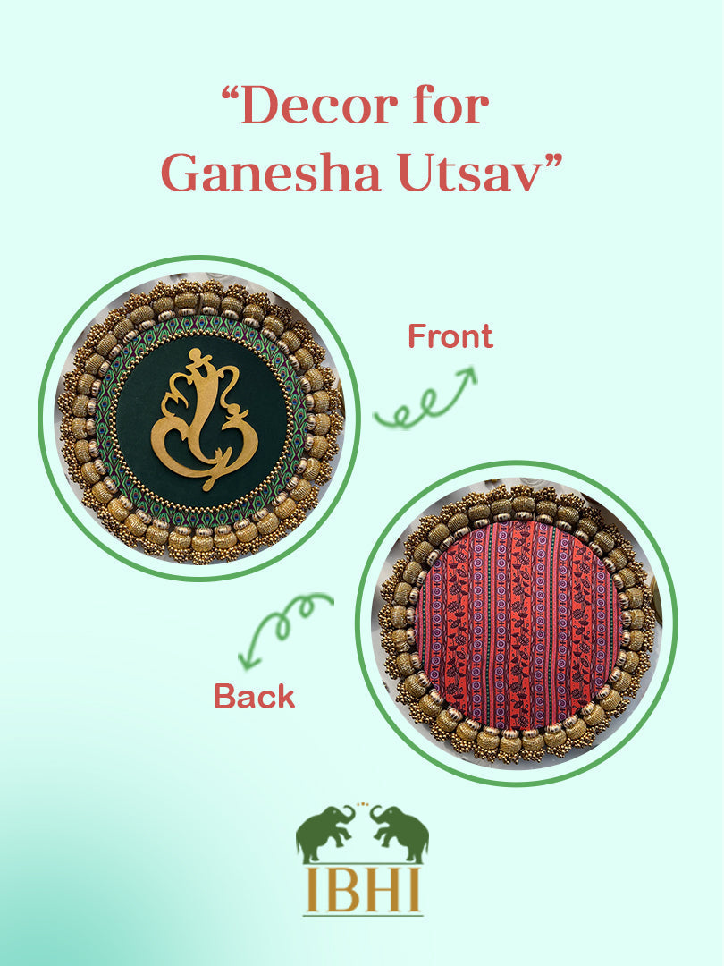 Mini Ganesh Platter: Lemon Yellow +  Vermillion Congruous Divine Pichwai